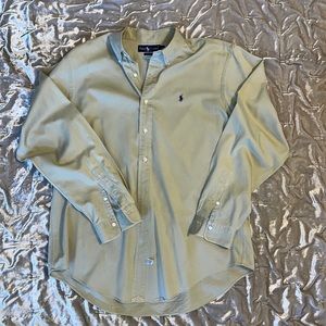 Vintage Ralph Lauren Men’s Khaki Long-sleeve Button Up